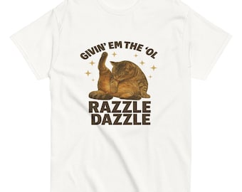 Gazzle Dazzle Cat T-Shirt: Vintage Style Unisex Baumwoll-T-Shirt
