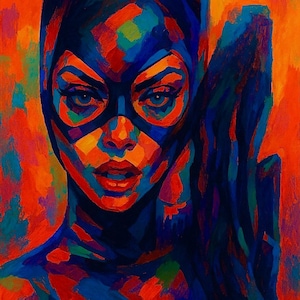 Catwoman Abstract Art Print | Modern Comic-Inspired Wall Decor | Printable Digital Download