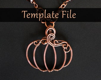 Wire Wrapped Pumpkin Pendant Template Pattern : Downloadable File with Video Tutorial | Intermediate Wire Wrapping Project