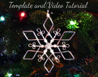 Wire Wrapped Snowflake Christmas Tree Ornament Template Pattern : Downloadable File with Video Tutorial