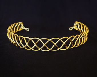 Celtic Braid Circlet - Medieval Renaissance Crown - Elven Vines Headpiece - Gold Aluminum Wire Wrapped Weave