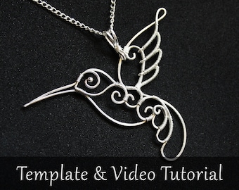 Wire Wrapped Hummingbird Pendant Template Pattern : Downloadable File with Video Tutorial | Intermediate Wire Wrapping Project