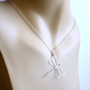 Sterling Silver Dragonfly Pendant Necklace Spring Summer Jewelry image 3