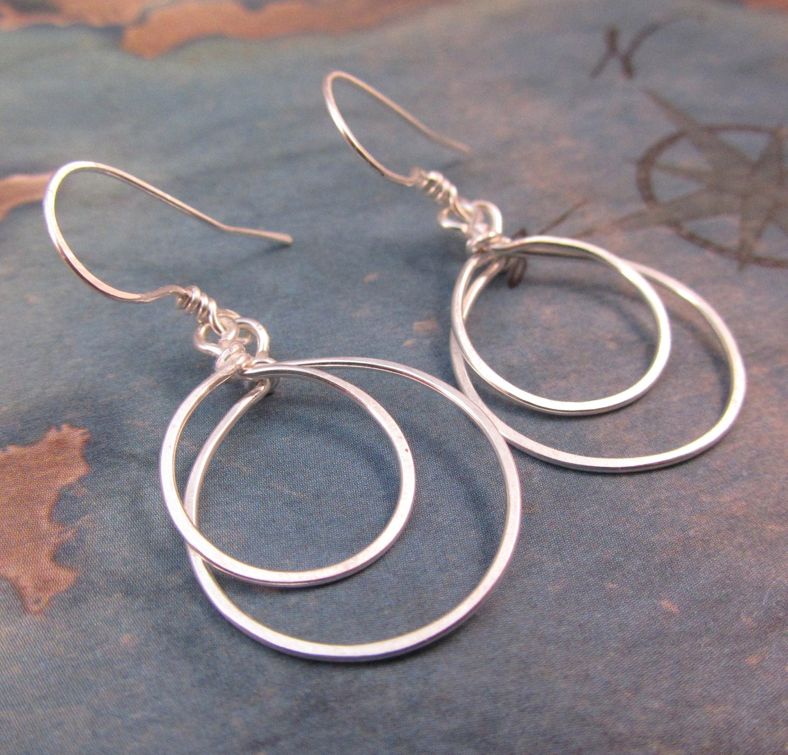 Hoop Dangle Earrings Classic Elegant Silver Hoop Earrings Etsy