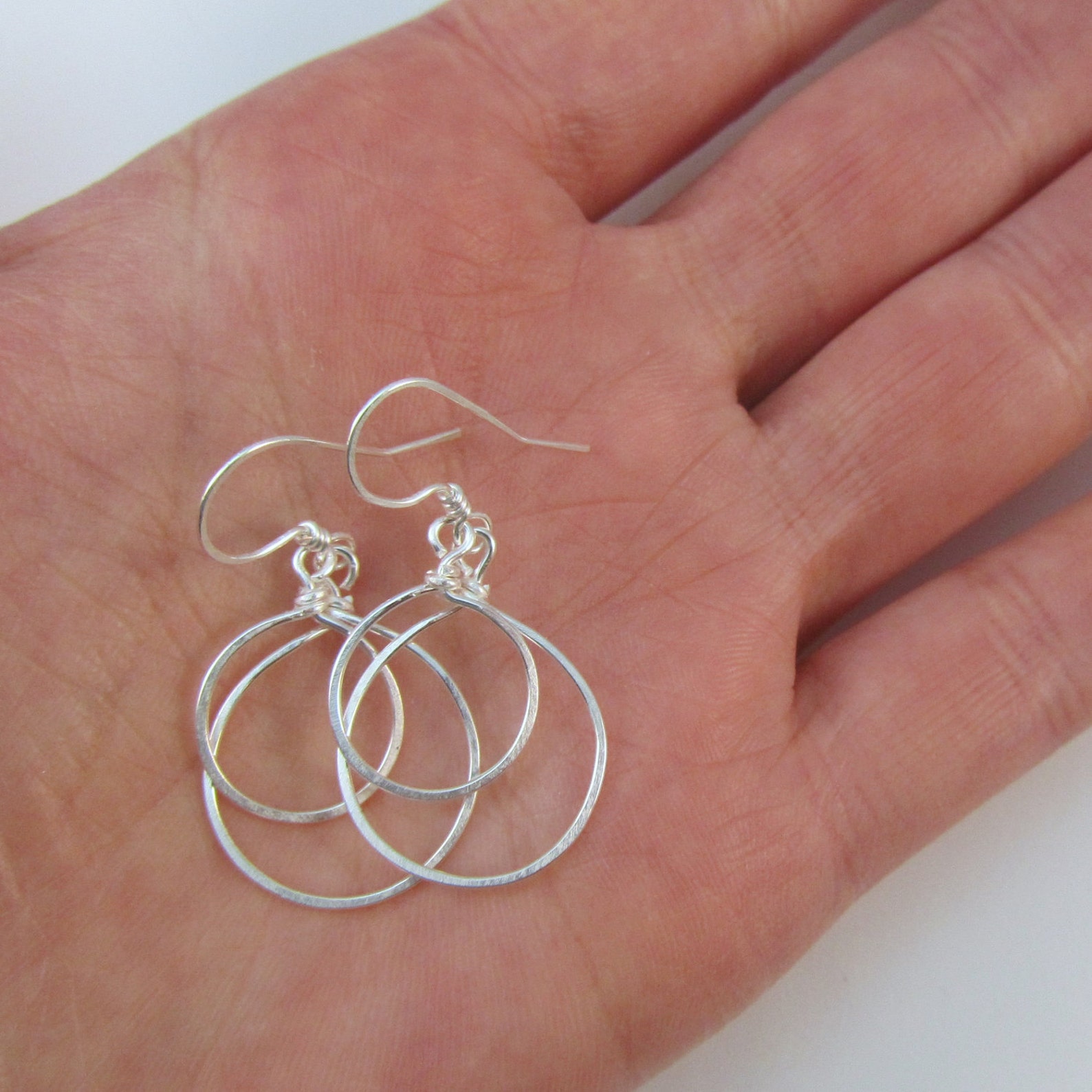 Hoop Dangle Earrings Classic Elegant Silver Hoop Earrings Etsy