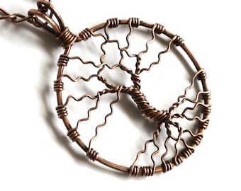 Tree of Life Pendant Necklace - Sterling Silver Filled - Twisted Wire Wrapped - Celtic, Elven, Elegant, Spring