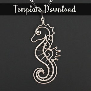 Wire Wrapped Seahorse Pendant Template Pattern : Downloadable File with Video Tutorial | Intermediate Wire Wrapping Project