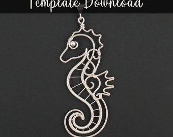 Wire Wrapped Seahorse Pendant Template Pattern : Downloadable File with Video Tutorial | Intermediate Wire Wrapping Project