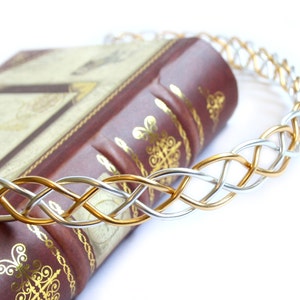 Celtic Braid Circlet - Two Tone Silver and Gold Aluminum Wire Headpiece - Medieval Renaissance Elven Crown