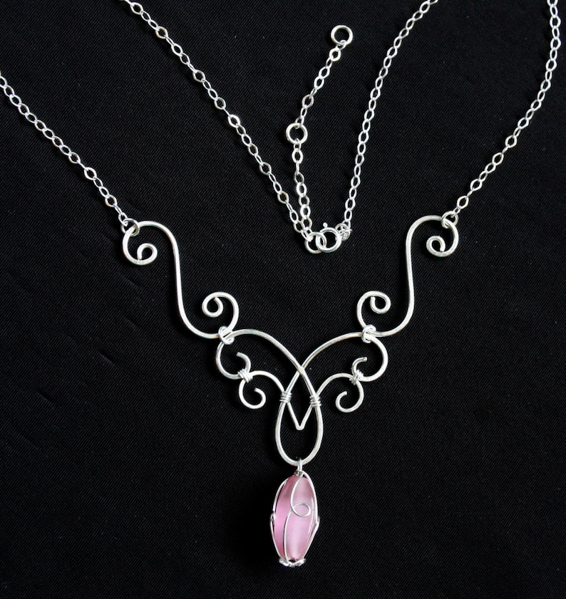 Elven Charm Necklace Elegant Swirl Silver Wire Wrapped Etsy