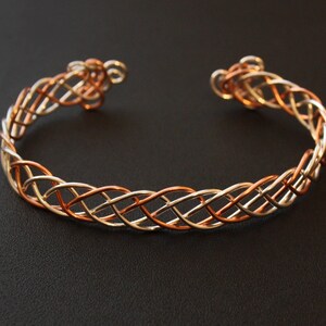 Celtic Braid Bracelet Silver and Copper Mixed Metal Cuff Bracelet Wire Wrapped Weave image 2