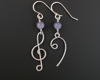 Oorbellen viool- en bassleutel - kleur kraal KEUZE - Music Lover Piano Muzikale sieraden