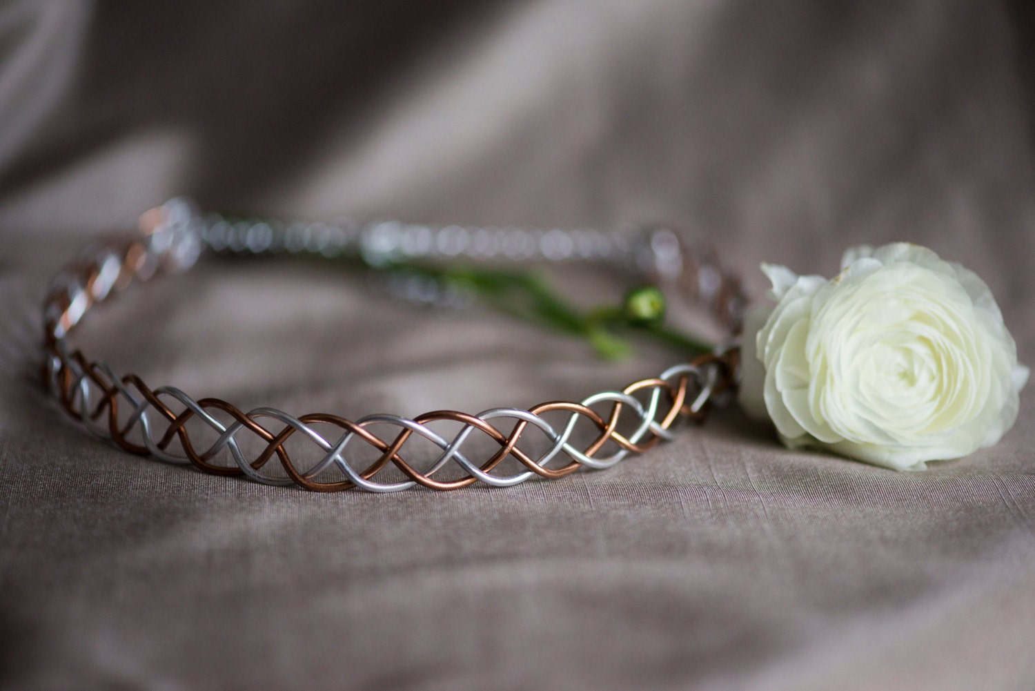 Celtic Braid Headband Circlet Two Tone Silver and Bronze Etsy