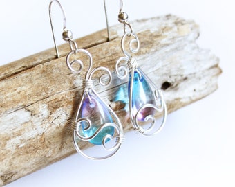 Mermaid Teardrop Swirl Earrings | "Lydia"