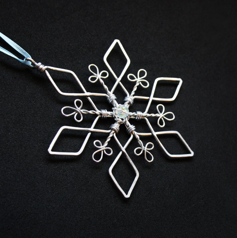 Wire Wrapped Snowflake Christmas Tree Ornament Template Pattern : Downloadable File with Video Tutorial image 4