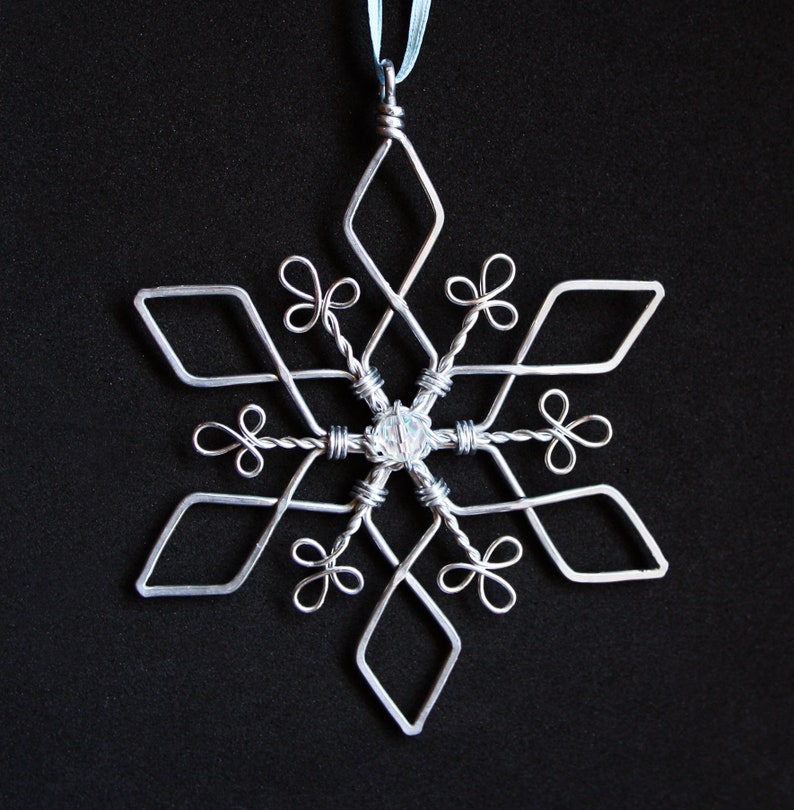 Wire Wrapped Snowflake Christmas Tree Ornament Template Pattern : Downloadable File with Video Tutorial image 2