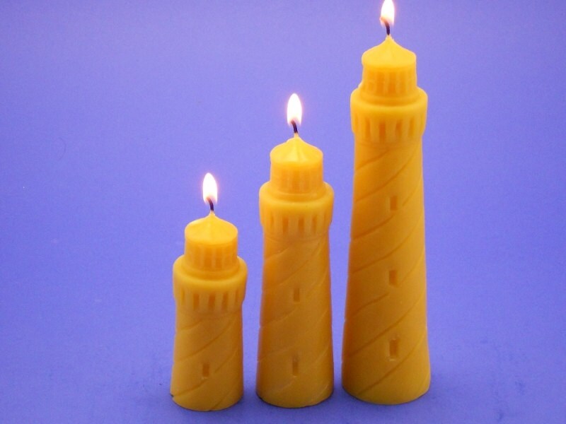 Set of 3 Lighthouse Candles Beeswax Candles Hand Poured Etsy Canada