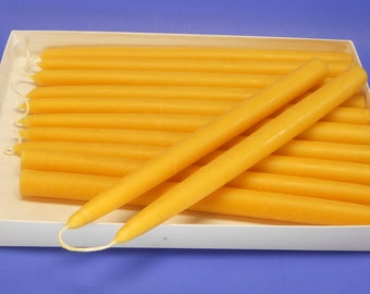 Pure Beeswax Tapers Candles, 3/4” x 10”, Buy a Box of 5, 12, 25 or 50 Pair of Hand-Dipped Candle Tapers, Bulk Beeswax Candles Tapers,