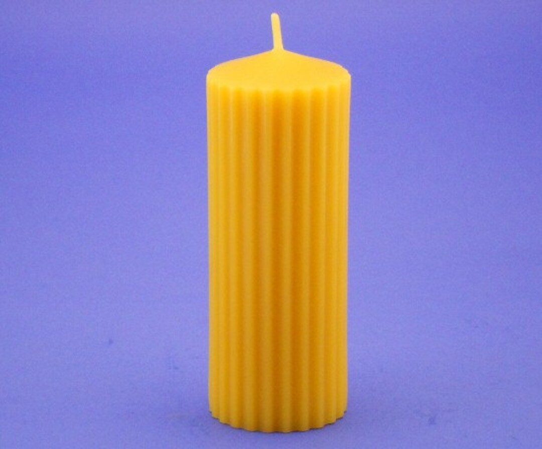 2 X 5 Fluted Beeswax Candle, Canadian Pure Bees Wax Candle, Beeswax