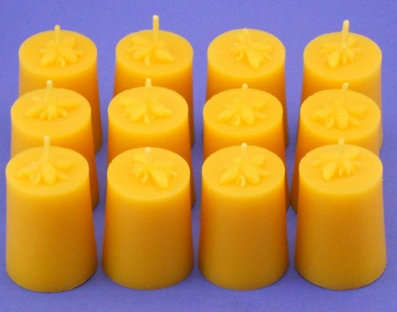 Honeybee Candles 12 Beeswax Votives Votive Candles Organic Etsy