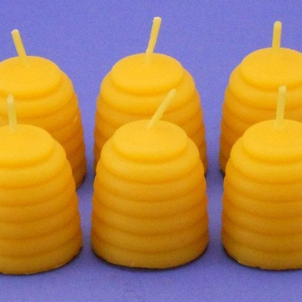 Beehive Tea Light Candles, 6 Handpoured Orgainc Beeswax Tealights, Housewarming Gift, Pure Beeswax Cappings, Bee Hive Tealight Candles