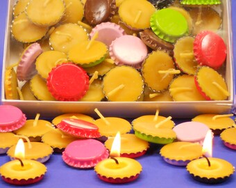 100 Bottle Cap Candles, Pure Beeswax Candles, Home Decor Candles, Gift For Her, Cute Candles