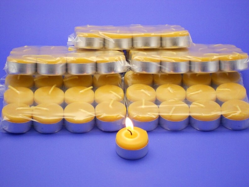 Beeswax Candles Beeswax Tea Lights 60 Beeswax Tealight Etsy