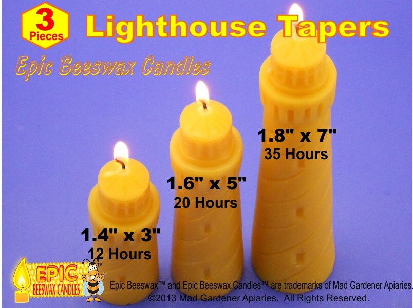 Set of 3 Lighthouse Candles Beeswax Candles Hand Poured Etsy