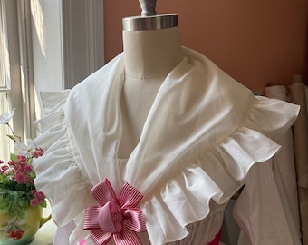 1780s- 1790s Ruffled Neckerchief / Cream color / Colonial Revolutionary War Reenacting