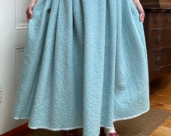 18th C. Robins Egg Blue Cotton  Matalasse  Petticoat