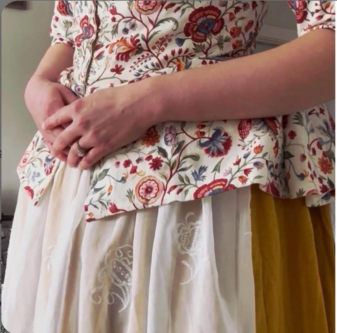 Sprigged Embroidered Sprigged Apron / 18th Century / Colonial Revolutionary War ...