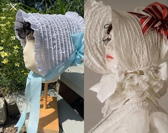 Corded Sun Bonnet / Regency Era / 1800s-1825