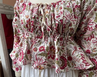 Early 19th Century / Handsewn Regency Era Shortgown Sz 14-16 / Jane Austen Era