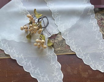 Embroidered Neckerchief  / Off White color / 18th - Early 19th Century