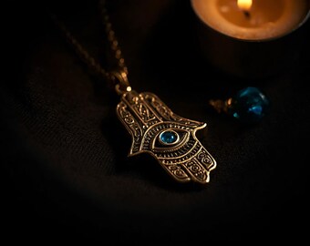 Hand of Fatima Hamsa charm , Evil Eye Protection Amulet , Grimoire 6 Languages PDF, Book of Shadows Page