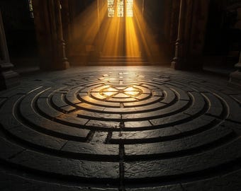 Méditation en marchant médiévale, Grille du labyrinthe de Chartres, Grimoire en 6 langues (PDF), Livre des Ombres