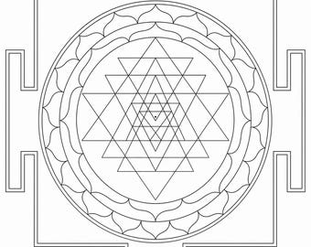 Tradition tantrique hindoue, diagramme de méditation du Sri Yantra, grimoire en 6 langues (PDF), page du Livre des Ombres