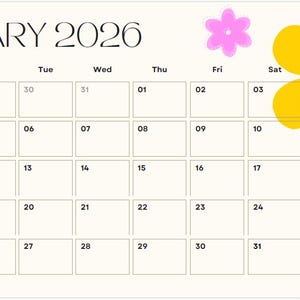 Calendário Mensal 2026