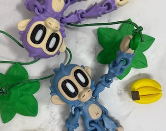 Articulating Monkey Fidget Toy, Poseable Desk Companion, ADHD Anxiety Relief, 3D Printed Figure