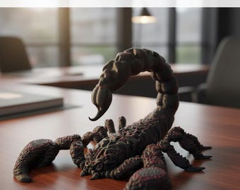 3D Printed Scorpion, Red and Black Detailed Model (10x9x7