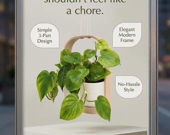 Jardinière suspendue moderne avec cadre en bois - Décoration d'intérieur élégante
