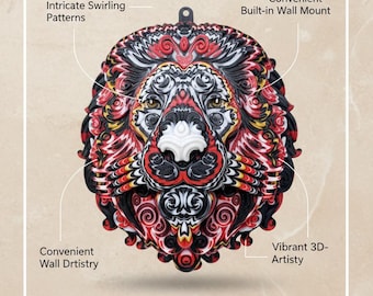 Colorful Lion Head Wall Decoration