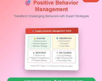 Guia de Gestão de Comportamento Positivo para Crianças | Quadro de Disciplina | PDF para Impressão | Ferramentas de Psicologia Infantil