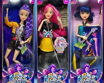 New Kpop Demon Hunters Figure Doll Golden Huntrix  | Collectible Kawaii 30CM K-Pop Rumi Mira Zoey Guitar Doll Vinyl Toy Birthday Gift X