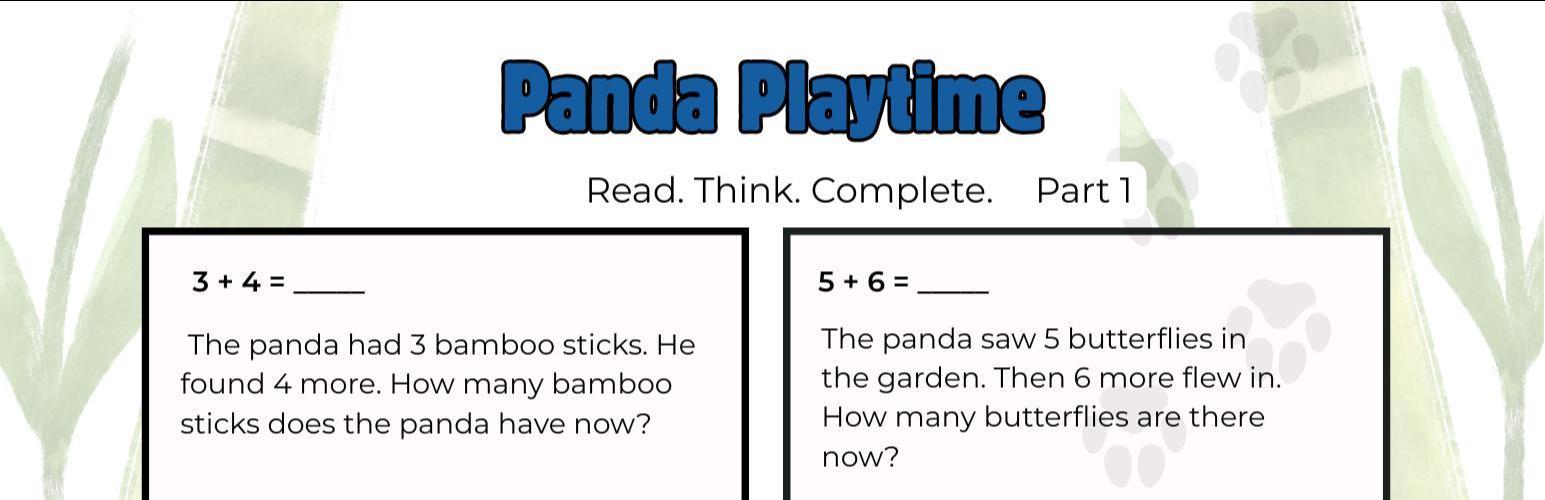 Red Panda Math Worksheet Kindergarten Addition Word Problems | Panda Math Worksheet PDF Part 1 ...