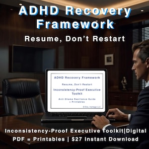 ADHD-herstelraamwerk pdf | Toolkit uitvoerende functies | Handleiding anti-schande veerkracht + digitale download printables