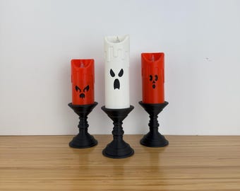 Spooky 3D Printed LED Ghost Candles – Set of 3 Halloween Decorations