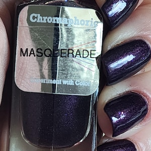 Masquerade Nail Polish - Dark Plum with Red, Blue and Purple Flakes
