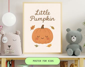 Little Pumpkin Nursery Print – Autumn Kids Room Decor (Digital Download)