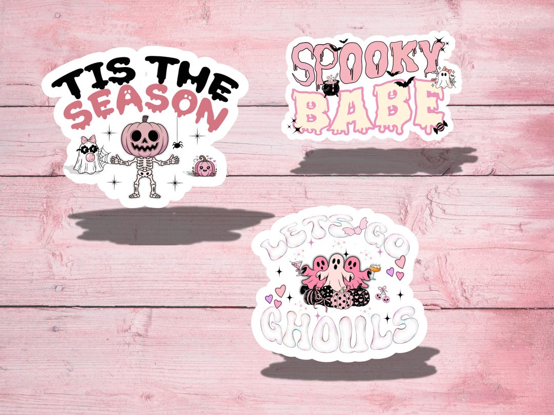 Pink Halloween Digital Sticker Bundle | Cute Spooky Stickers | Girly ...